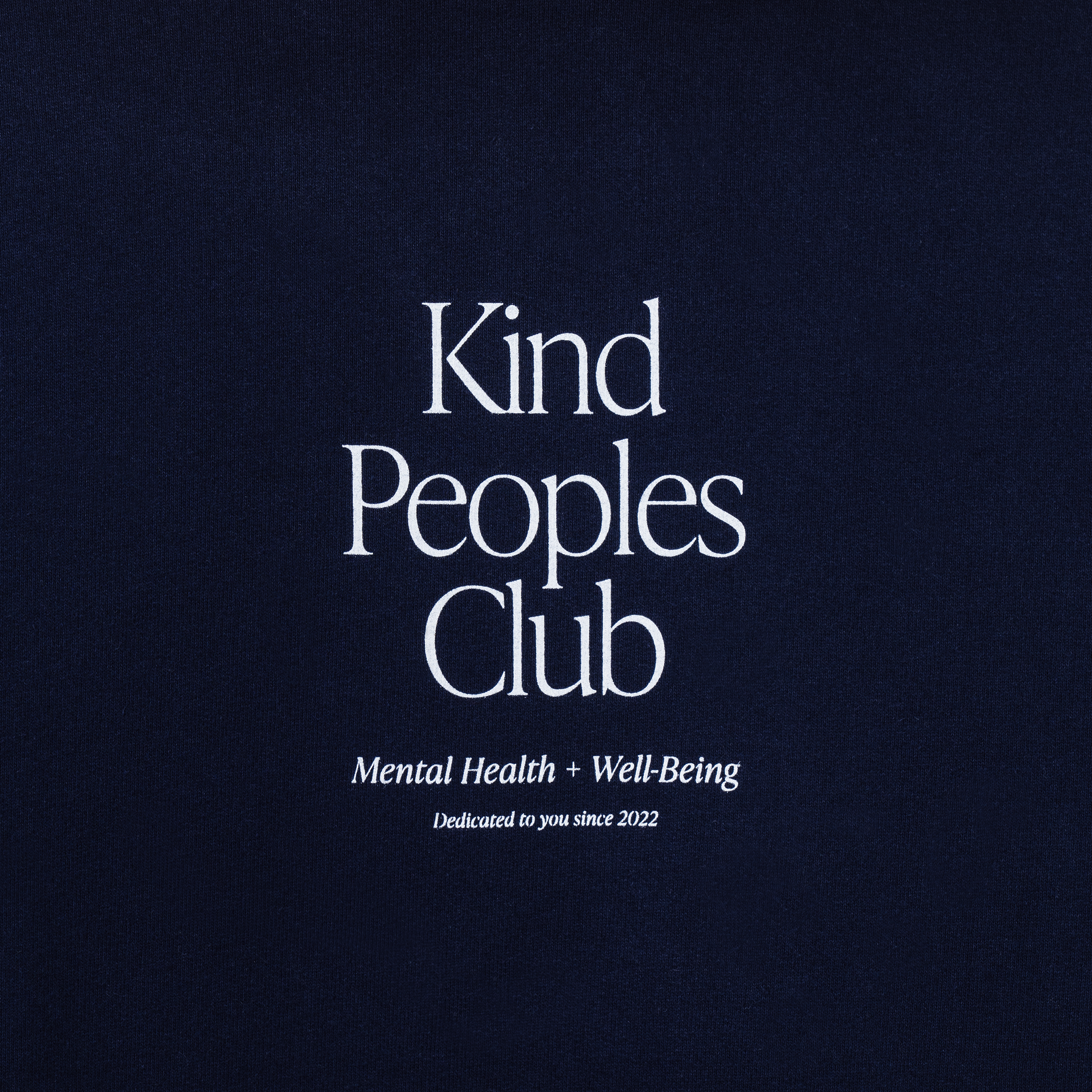 KIND PEOPLES CLUB HOODIE (FRONT DETAIL) join the kind peoples club dedicated to you since 2022  unisex classic hoodie navy | garment dyed standard fit 100% usa cotton heavy-weight fleece | 13.5 oz. printed in east los angeles